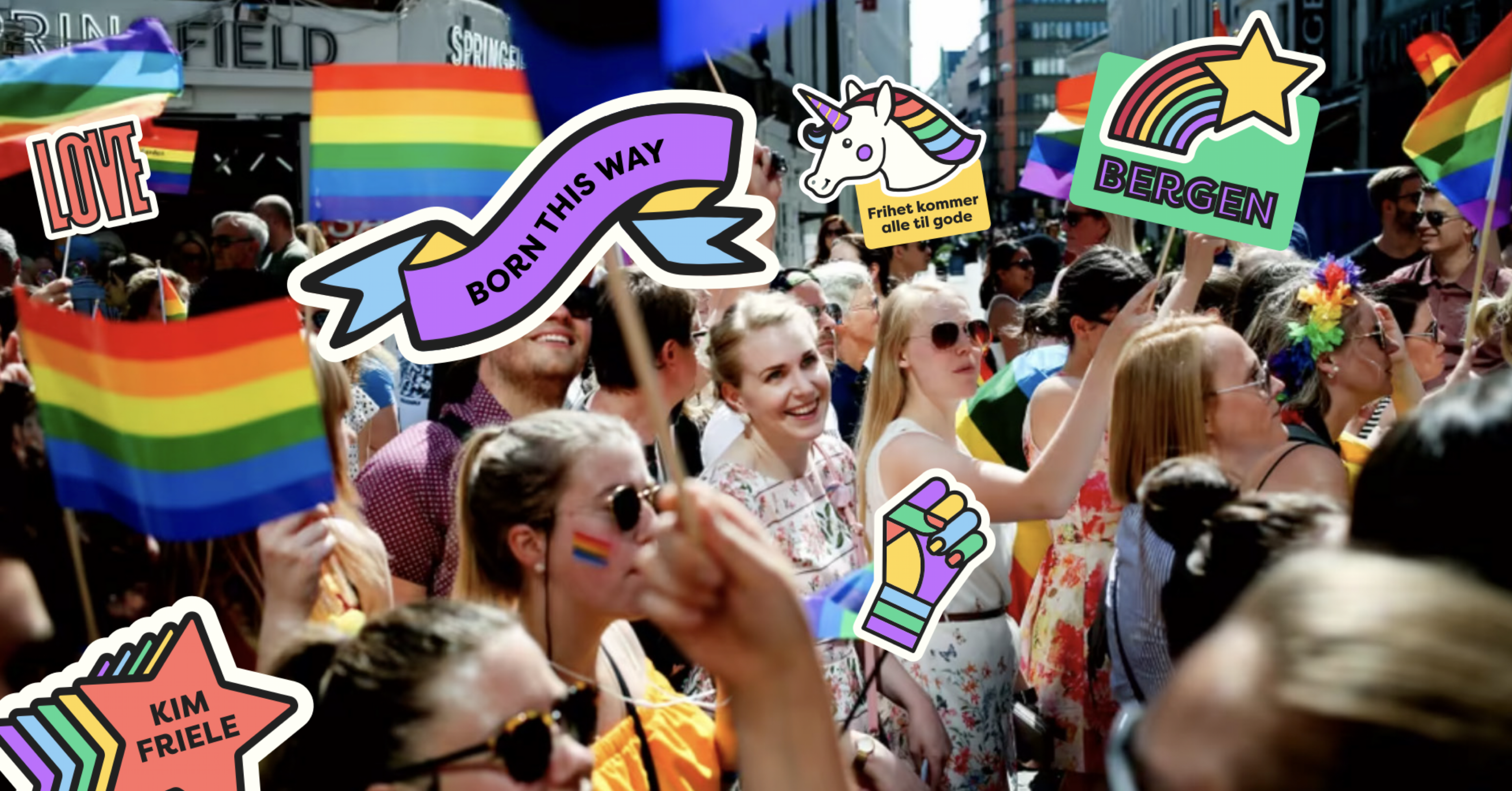 Pride parade med stickers