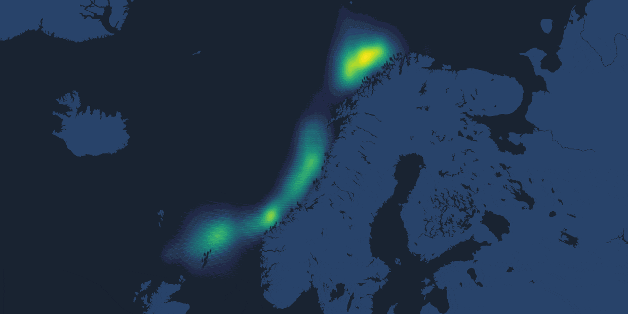 Grafikk som viser migrering av torsk